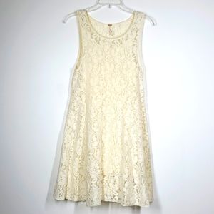 Free People Ivory Lace Boho Mini Dress Sleeveless Small Petite NWOT